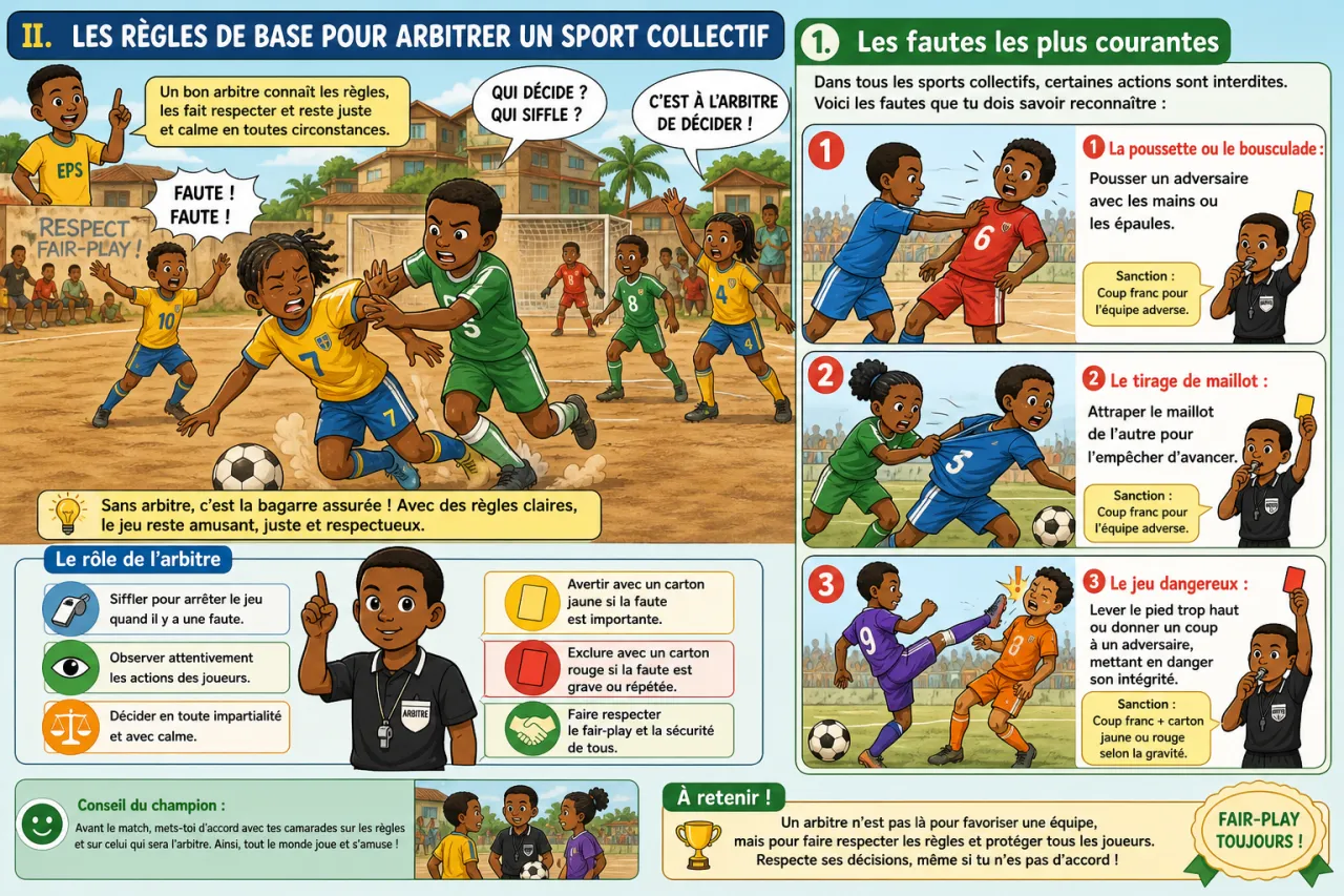 Les règles d'arbitrage dans les sports collectifs — illustration