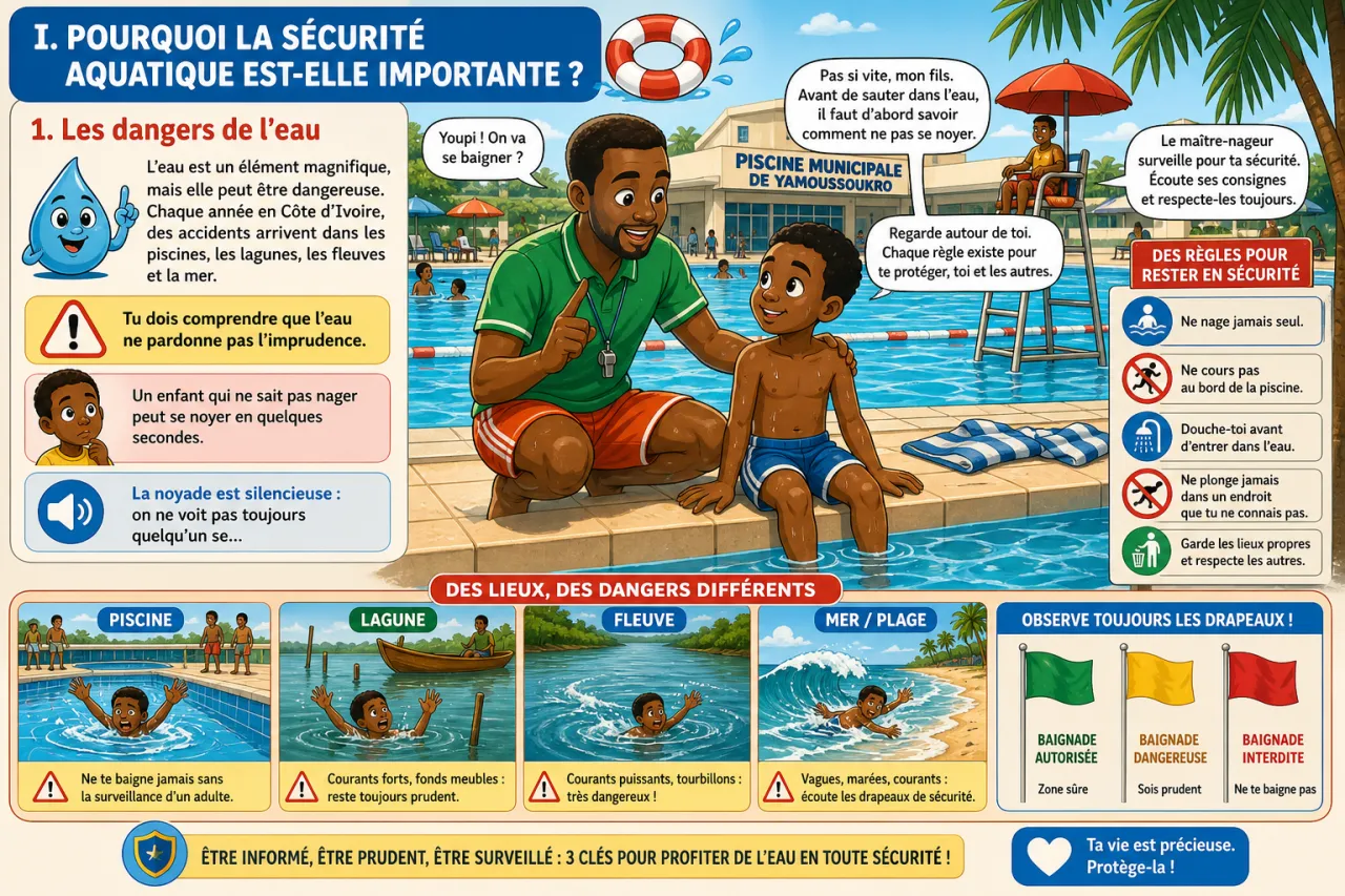 Les règles de sécurité en milieu aquatique — illustration
