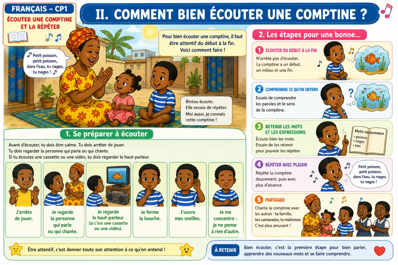 Écouter une comptine et la répéter — illustration
