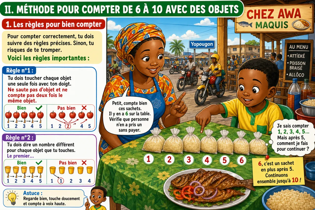 Compter de 6 à 10 avec des objets — illustration