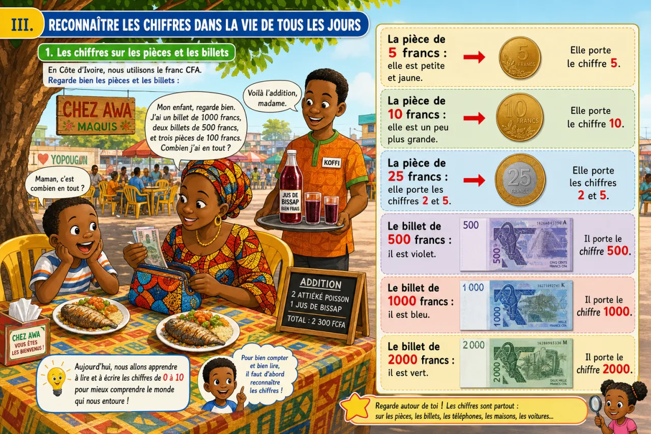 Lire et écrire les chiffres de 0 à 10 — illustration