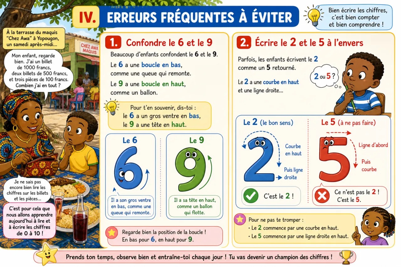 Lire et écrire les chiffres de 0 à 10 — illustration