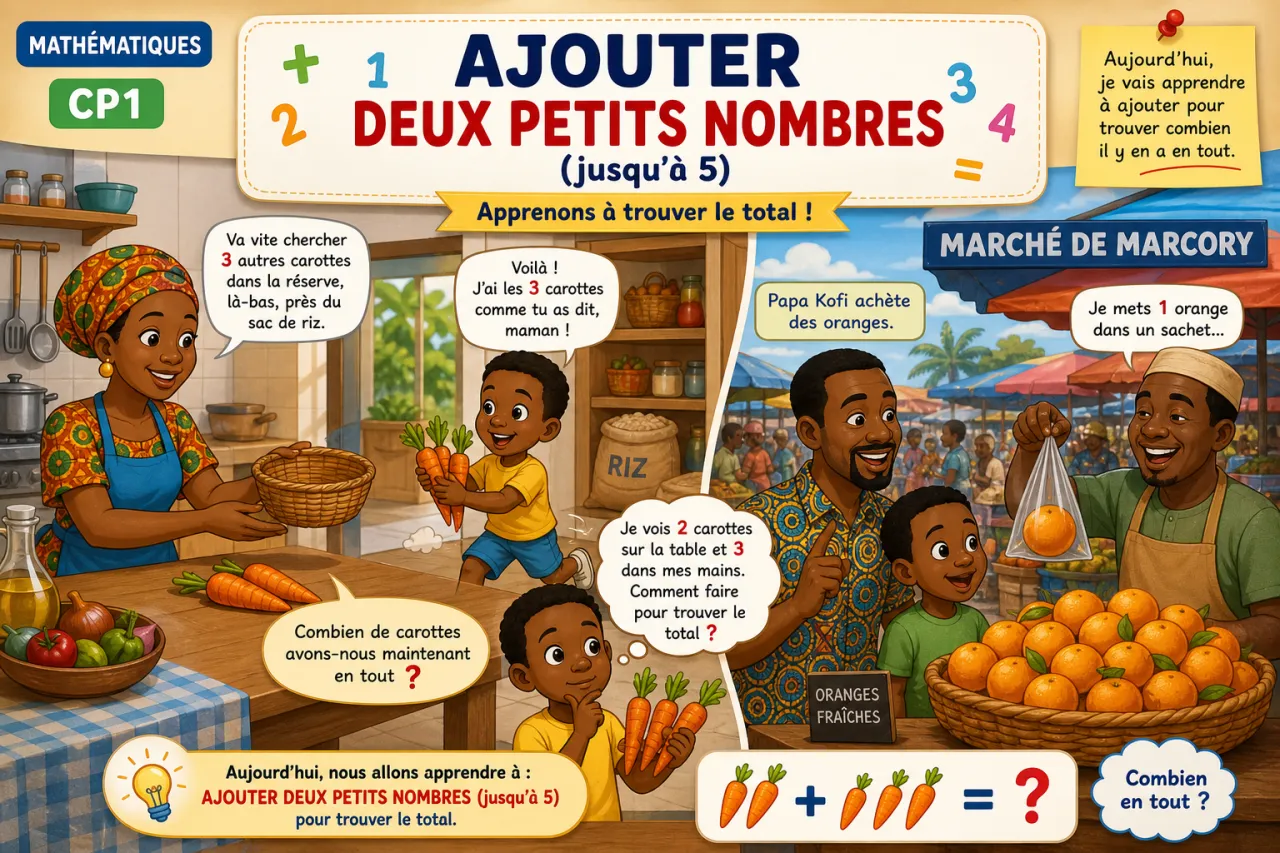 Ajouter deux petits nombres (jusqu'à 5)