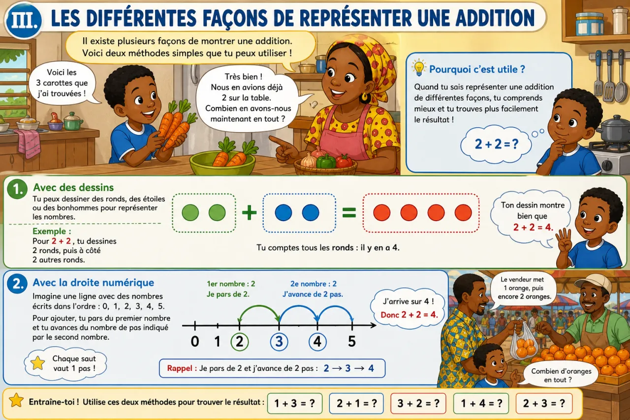 Ajouter deux petits nombres (jusqu'à 5) — illustration