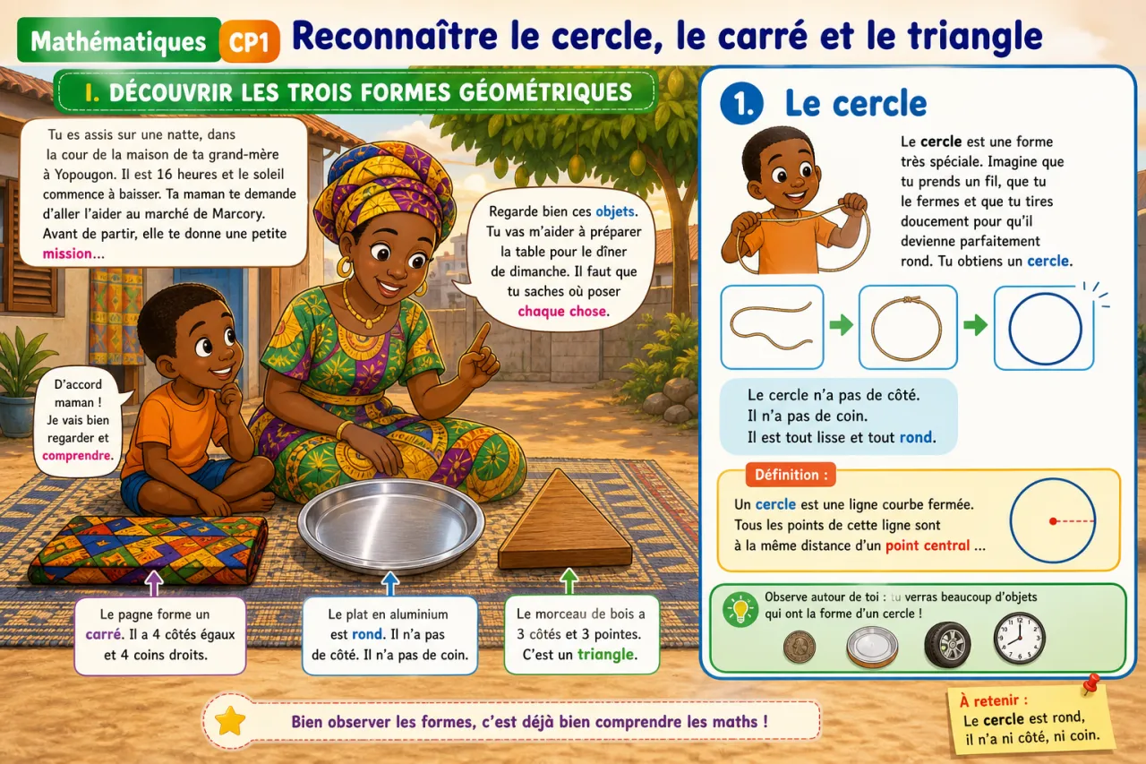 Reconnaître le cercle, le carré et le triangle — illustration