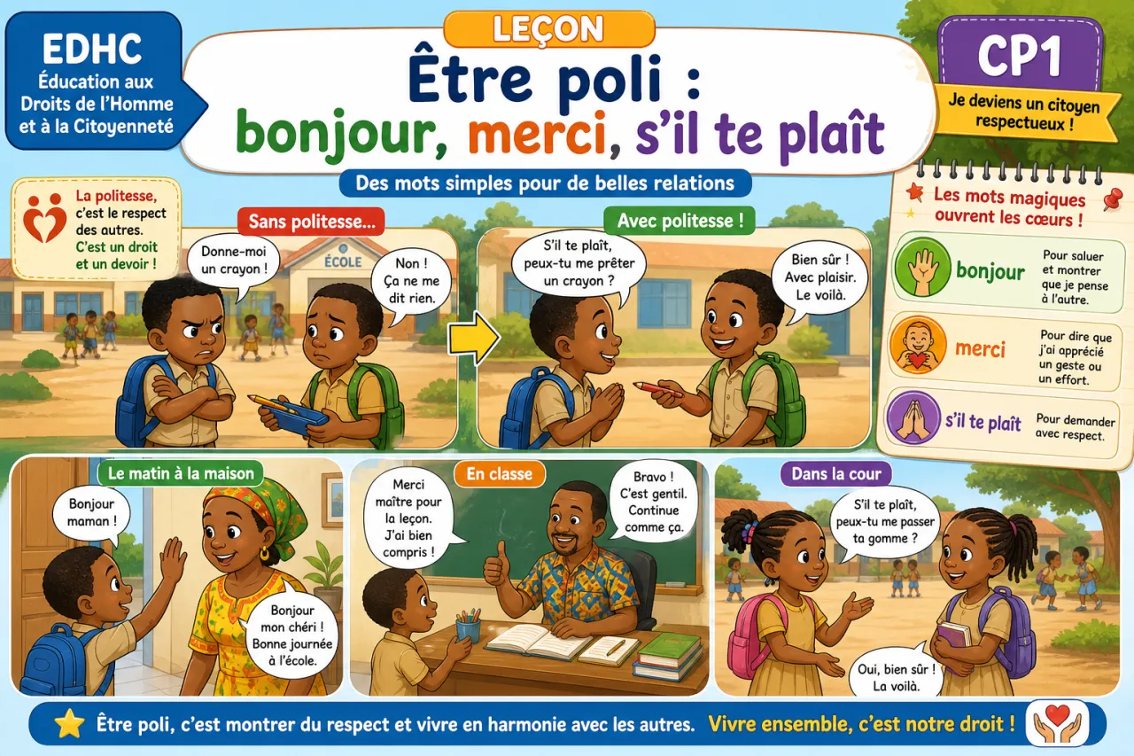 Être poli : bonjour, merci, s'il te plaît