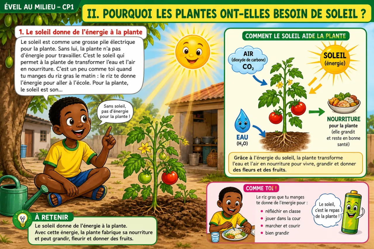 Les plantes ont besoin d'eau et de soleil — illustration