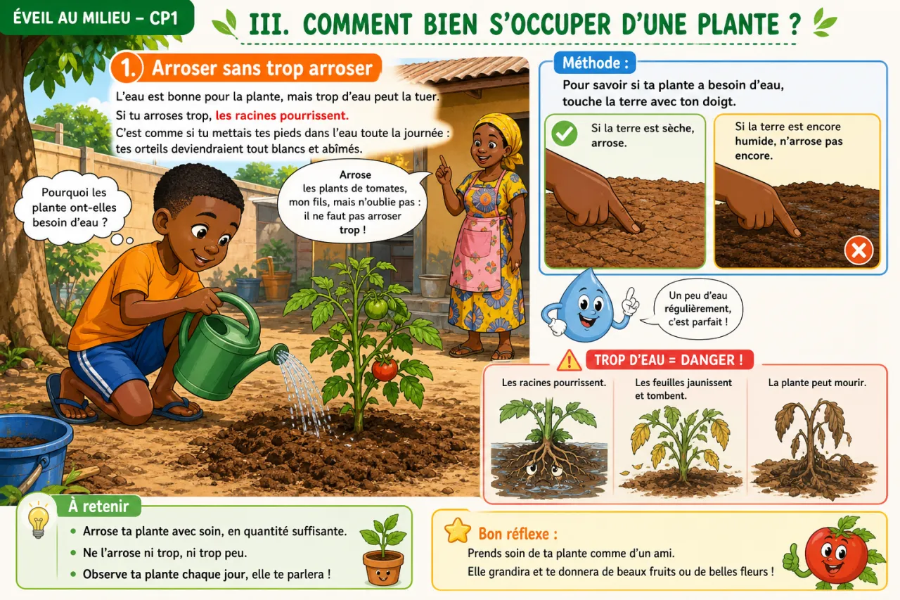 Les plantes ont besoin d'eau et de soleil — illustration