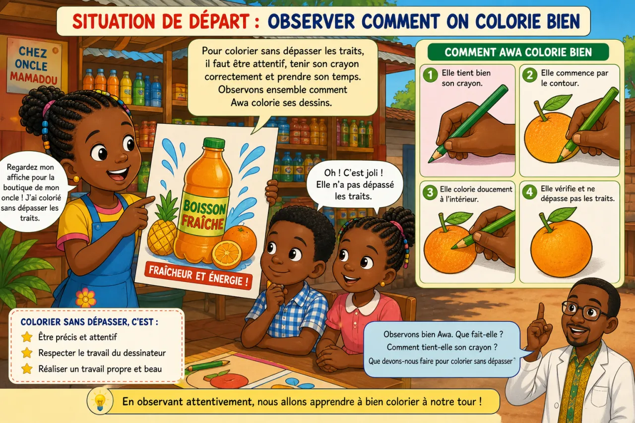 Colorier sans dépasser les traits — illustration