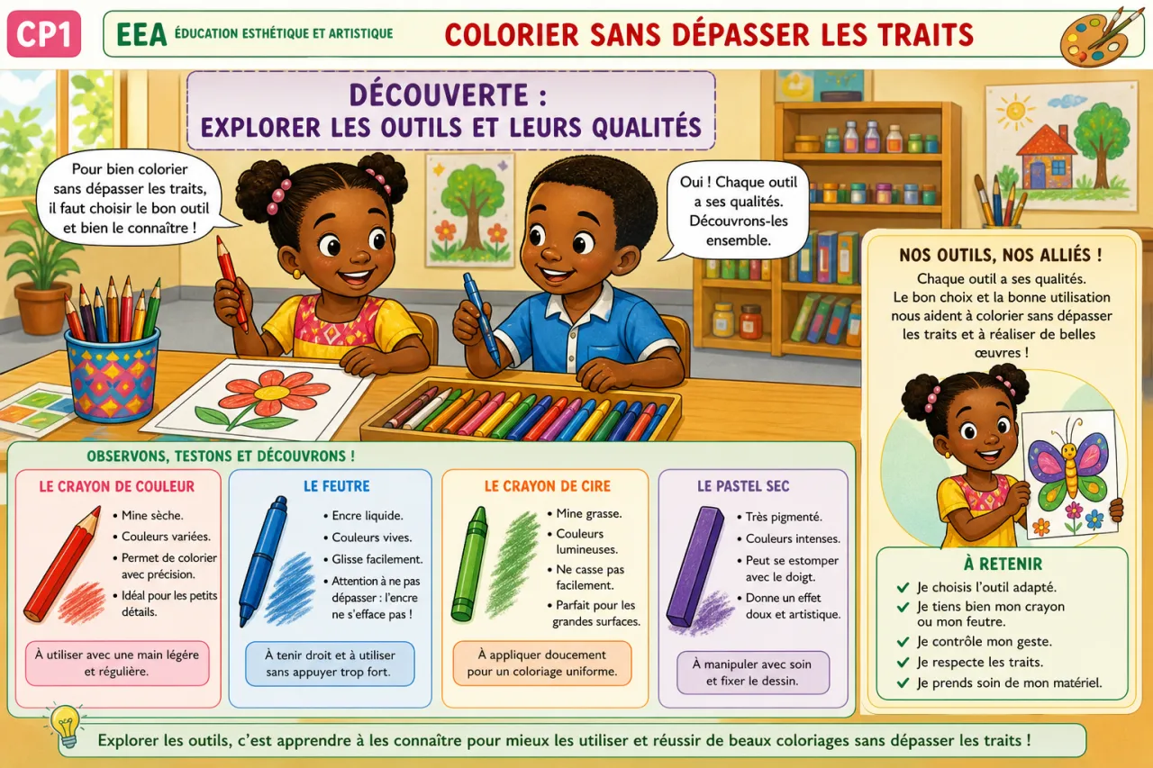 Colorier sans dépasser les traits — illustration
