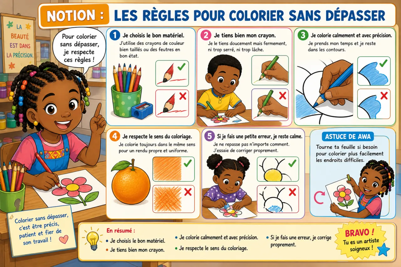 Colorier sans dépasser les traits — illustration