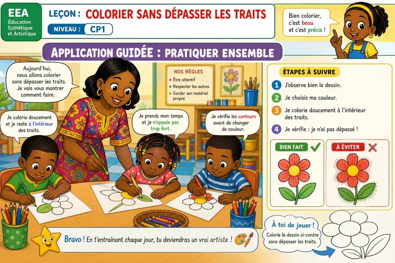 Colorier sans dépasser les traits — illustration