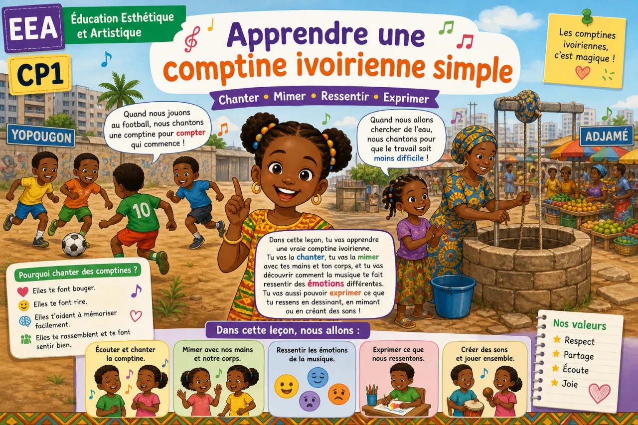 Apprendre une comptine ivoirienne simple