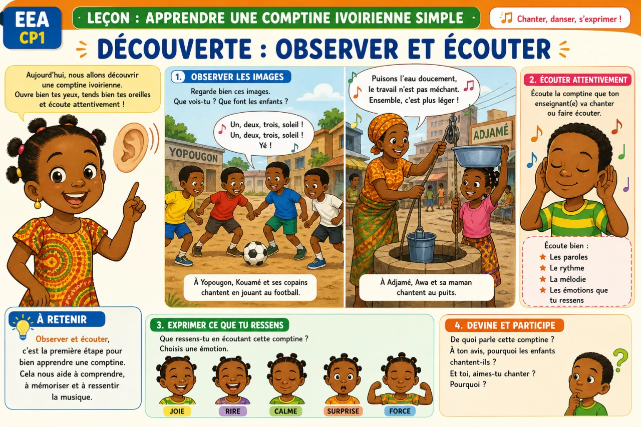 Apprendre une comptine ivoirienne simple — illustration