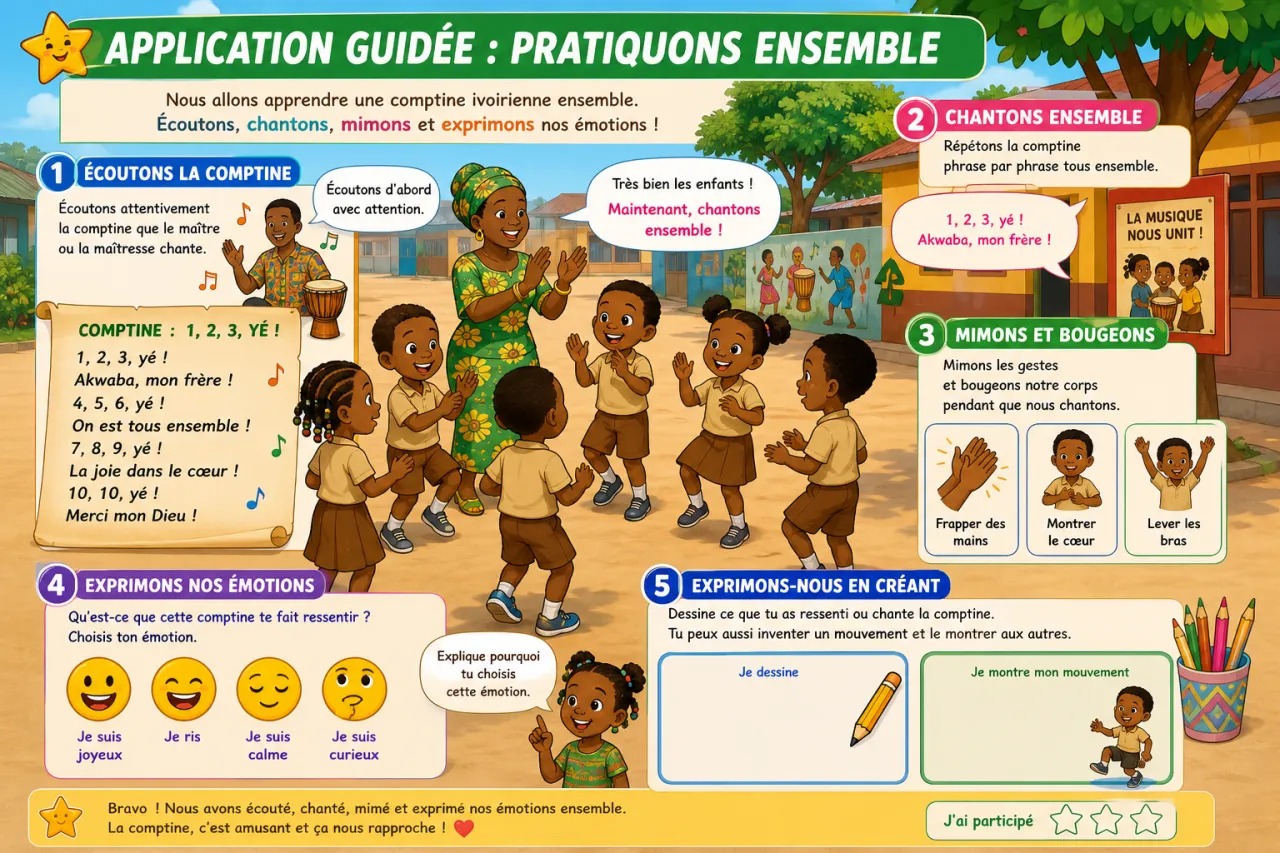 Apprendre une comptine ivoirienne simple — illustration
