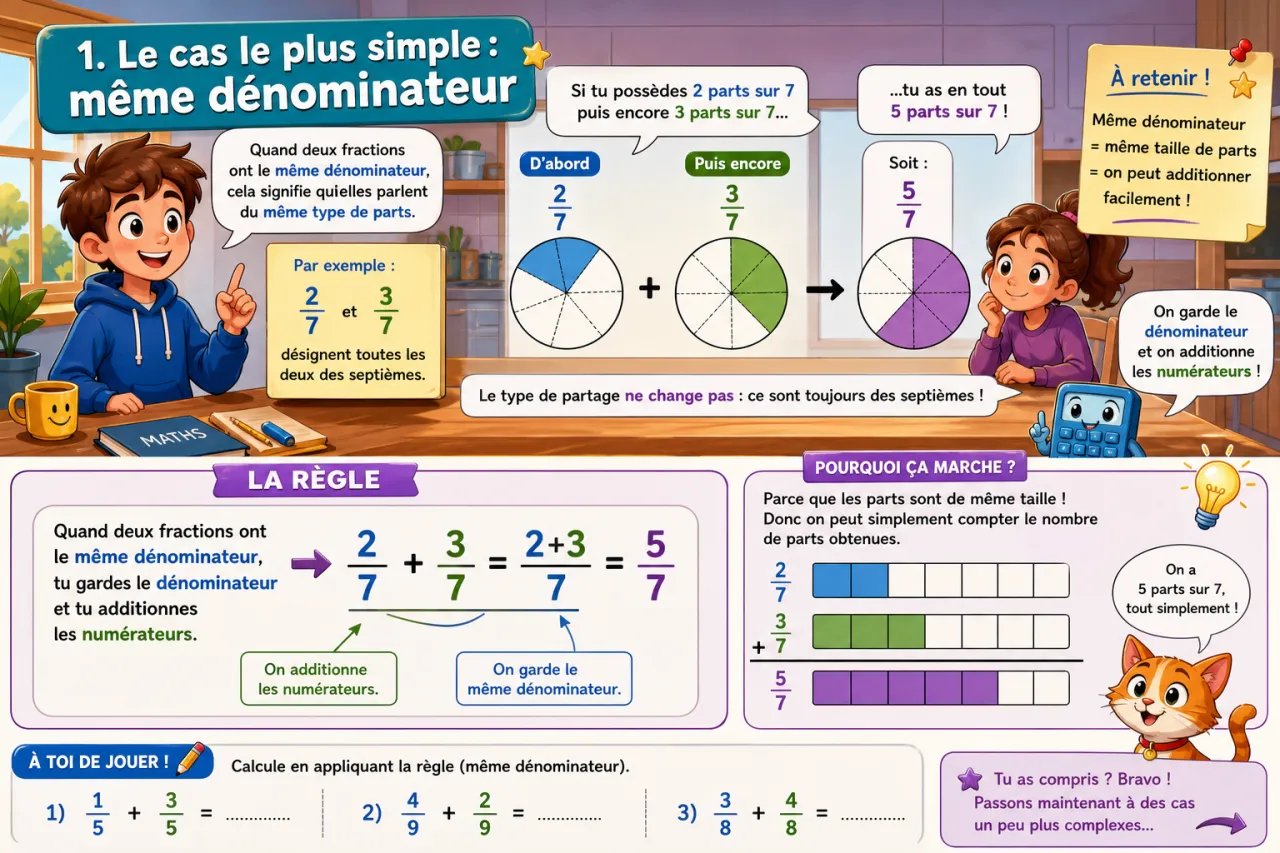 Addition de fractions — illustration