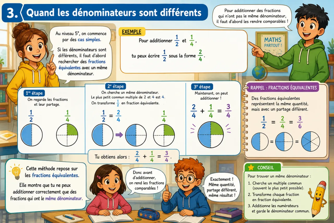 Addition de fractions — illustration