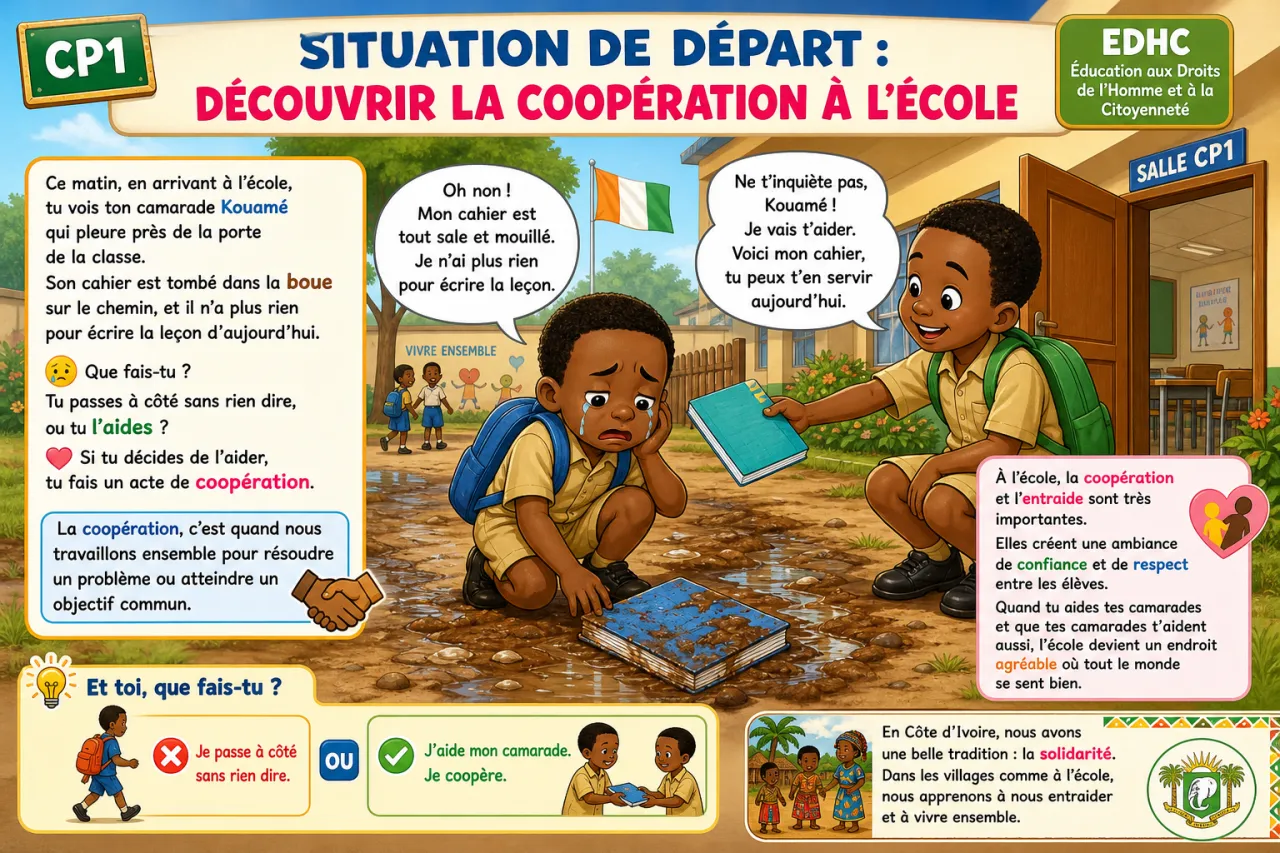 La coopération et l'entraide à l'école — illustration