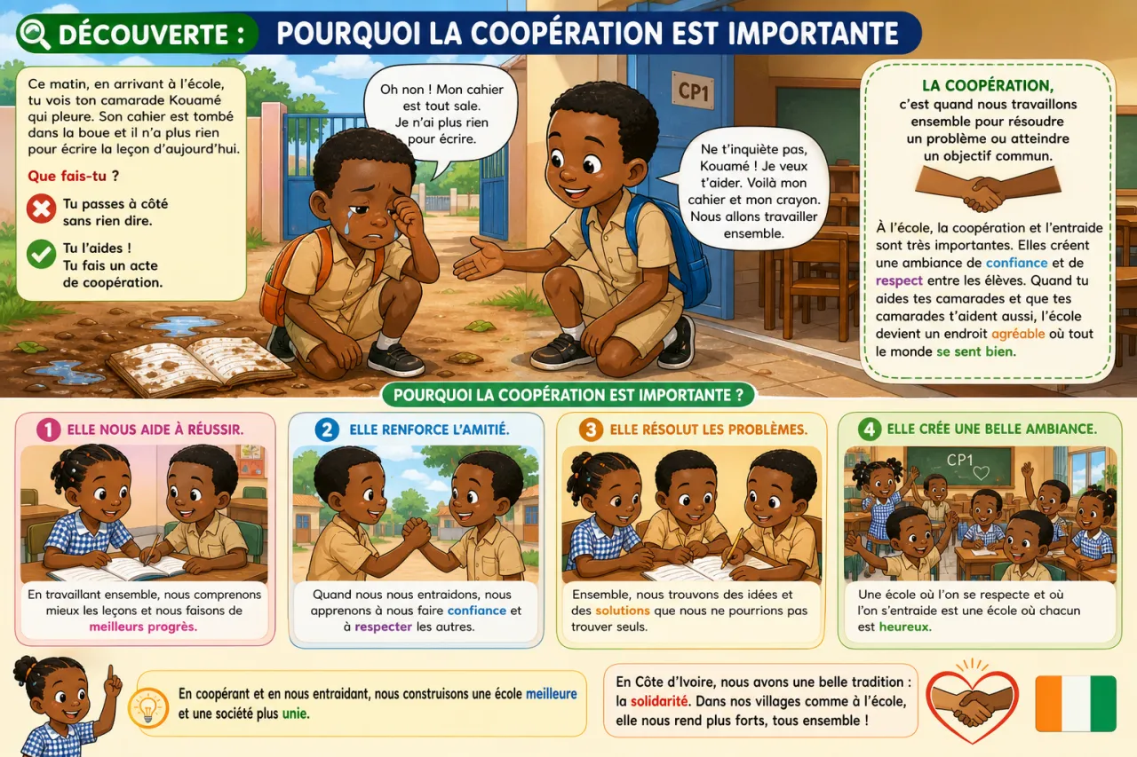 La coopération et l'entraide à l'école — illustration
