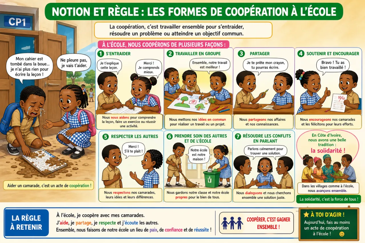 La coopération et l'entraide à l'école — illustration