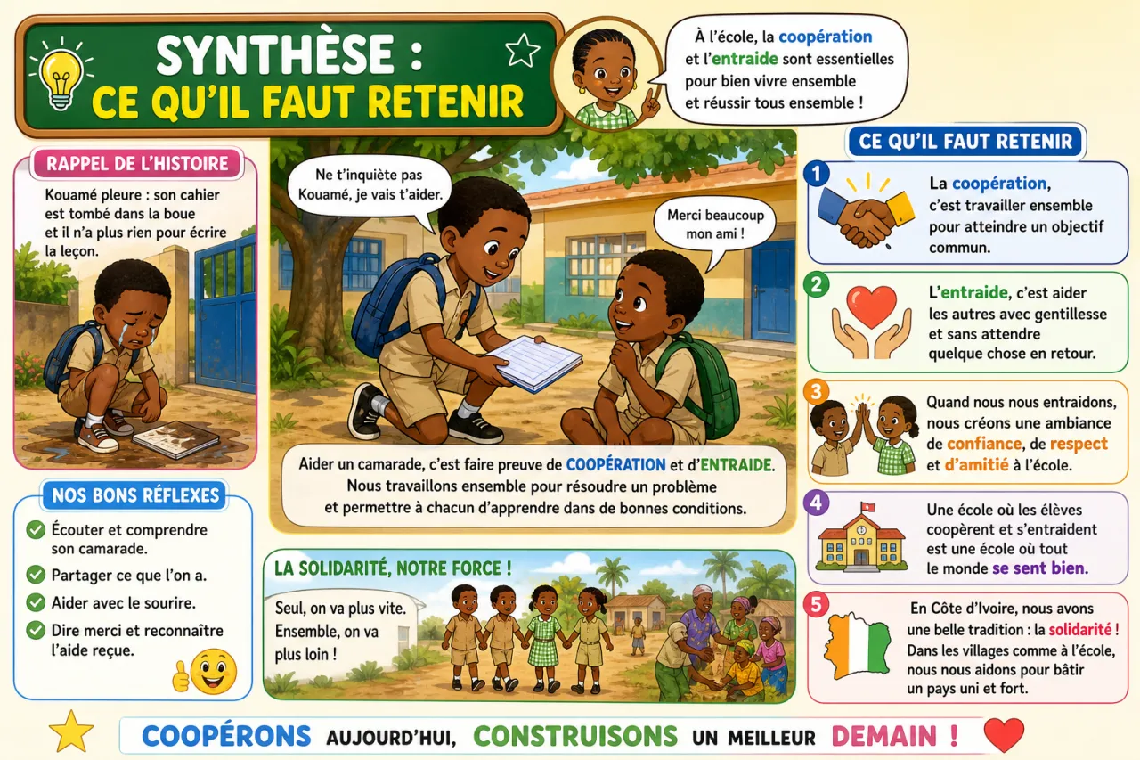 La coopération et l'entraide à l'école — illustration