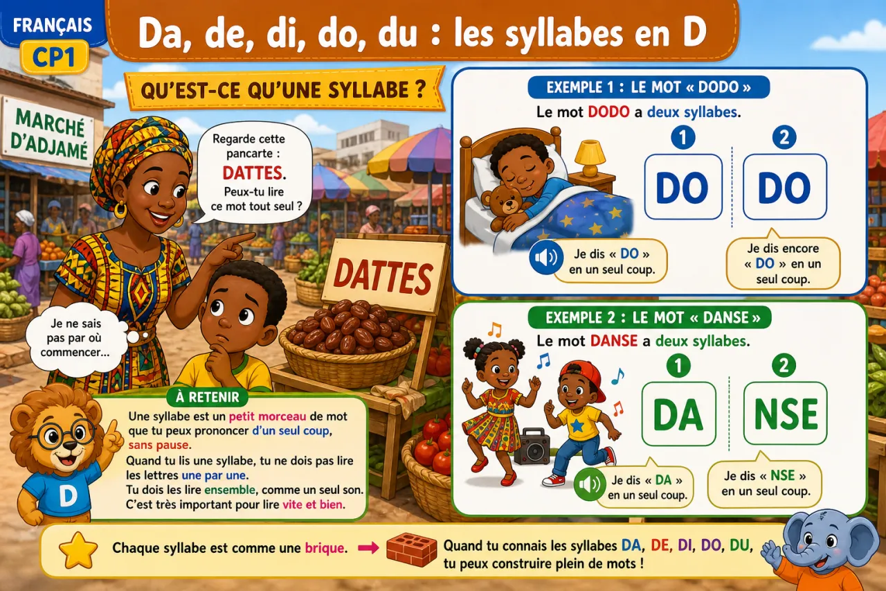Da, de, di, do, du : les syllabes en D — illustration