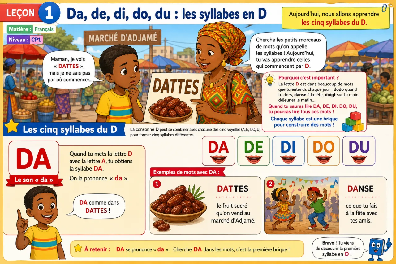 Da, de, di, do, du : les syllabes en D — illustration