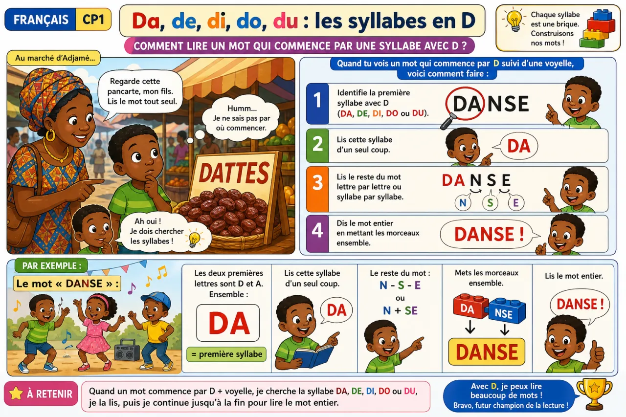 Da, de, di, do, du : les syllabes en D — illustration