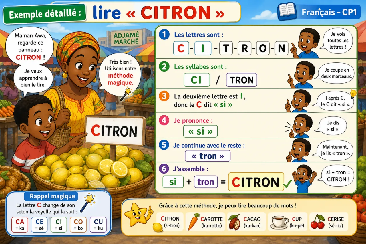 Ca, ce, ci, co, cu : les syllabes en C — illustration