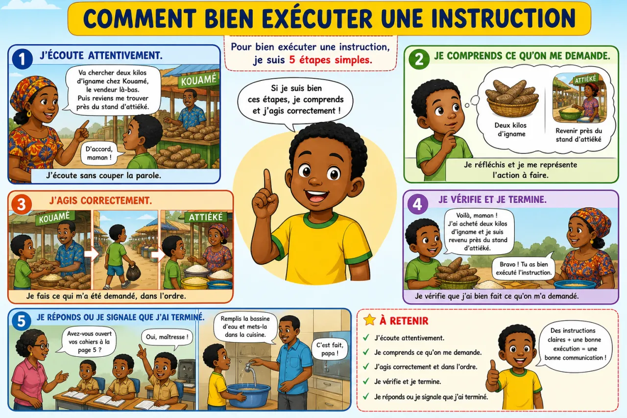 Donner et suivre des instructions simples — illustration