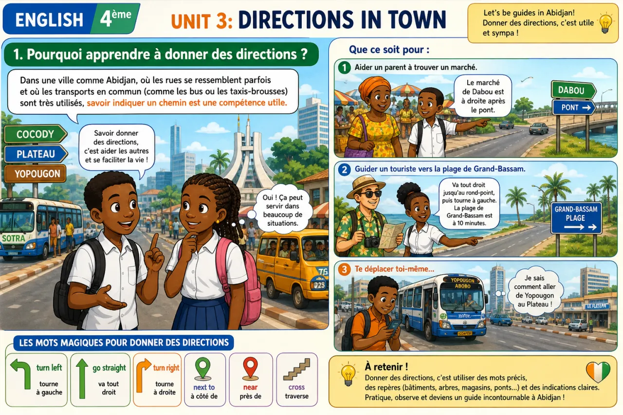 Directions in town — illustration