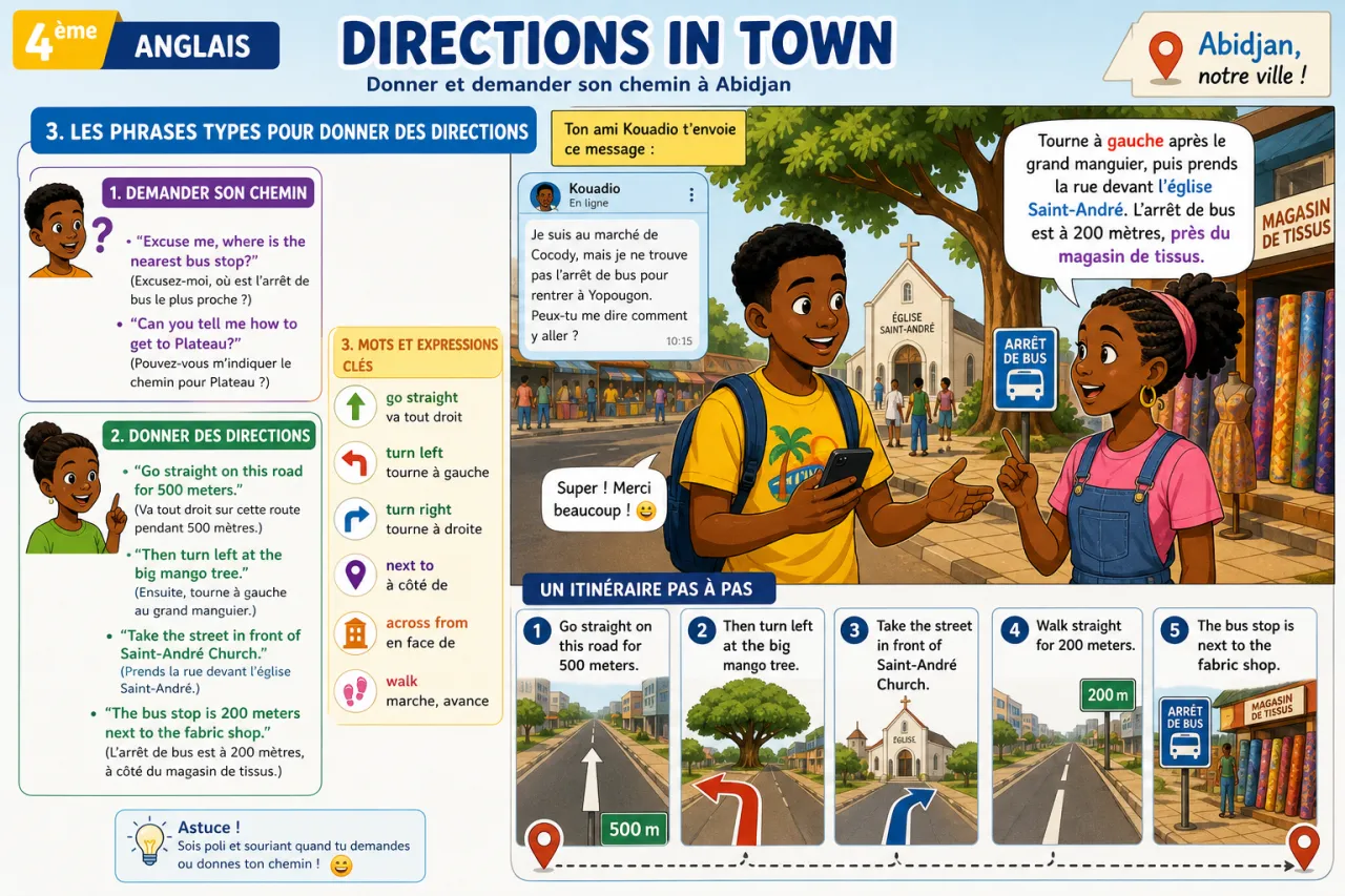 Directions in town — illustration