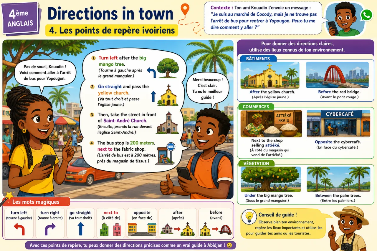 Directions in town — illustration
