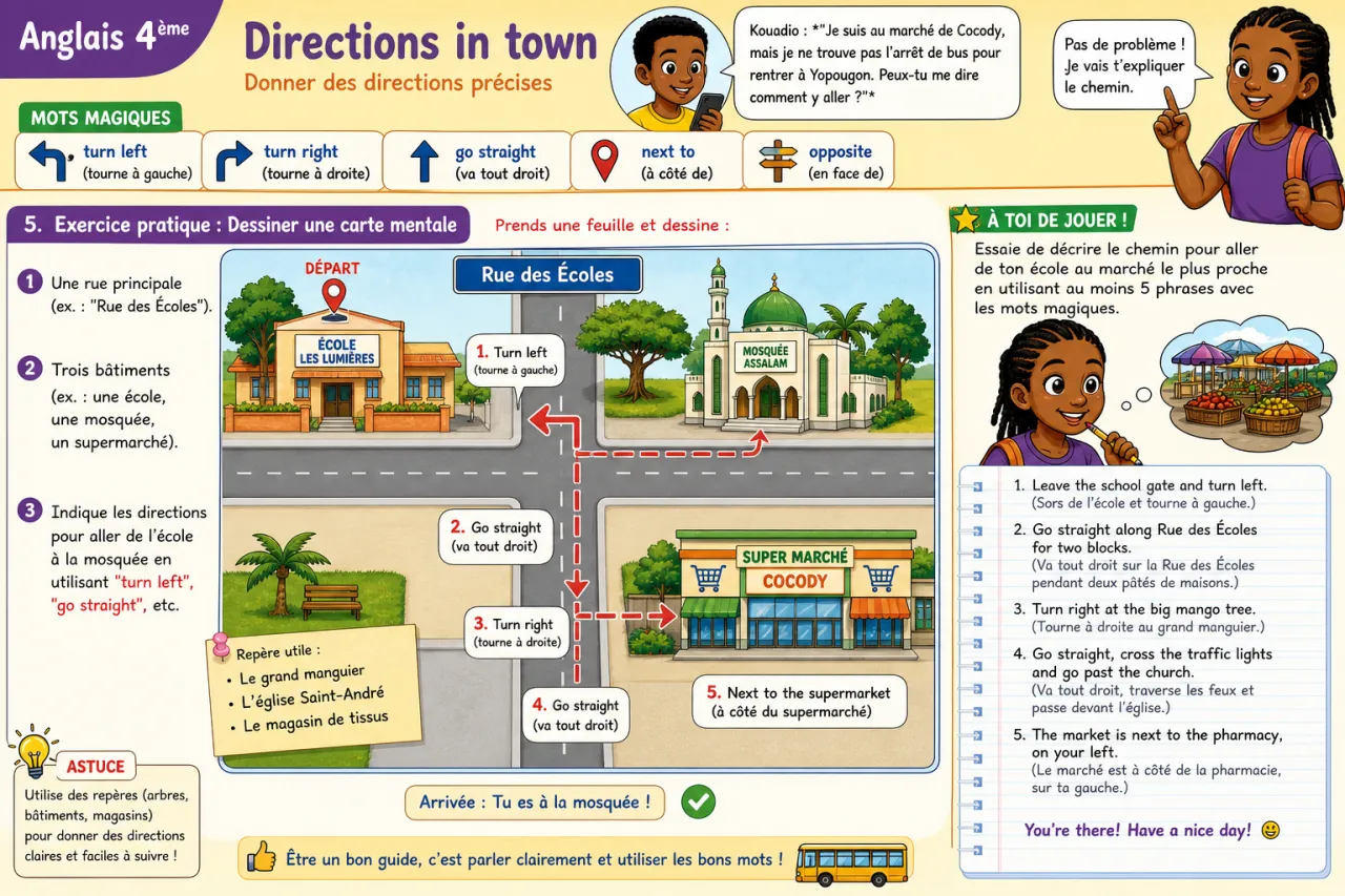 Directions in town — illustration