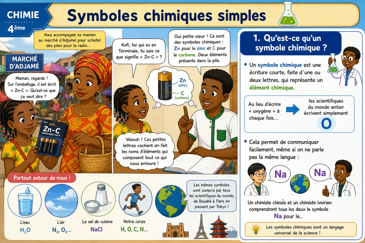 Symboles chimiques simples — illustration