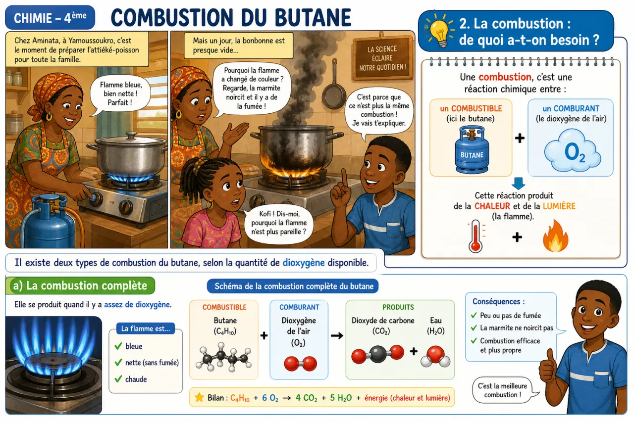 Combustion du butane — illustration
