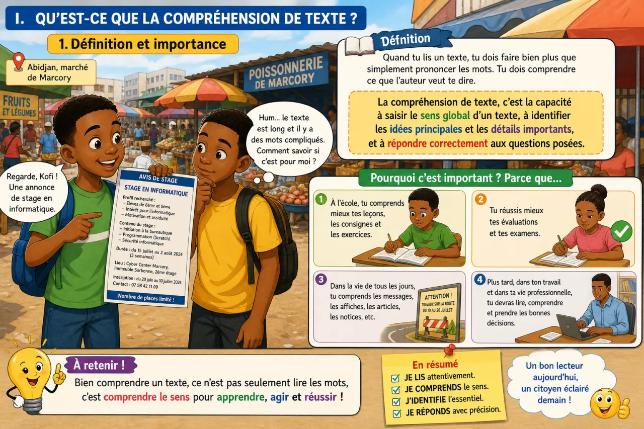 La compréhension de texte — illustration