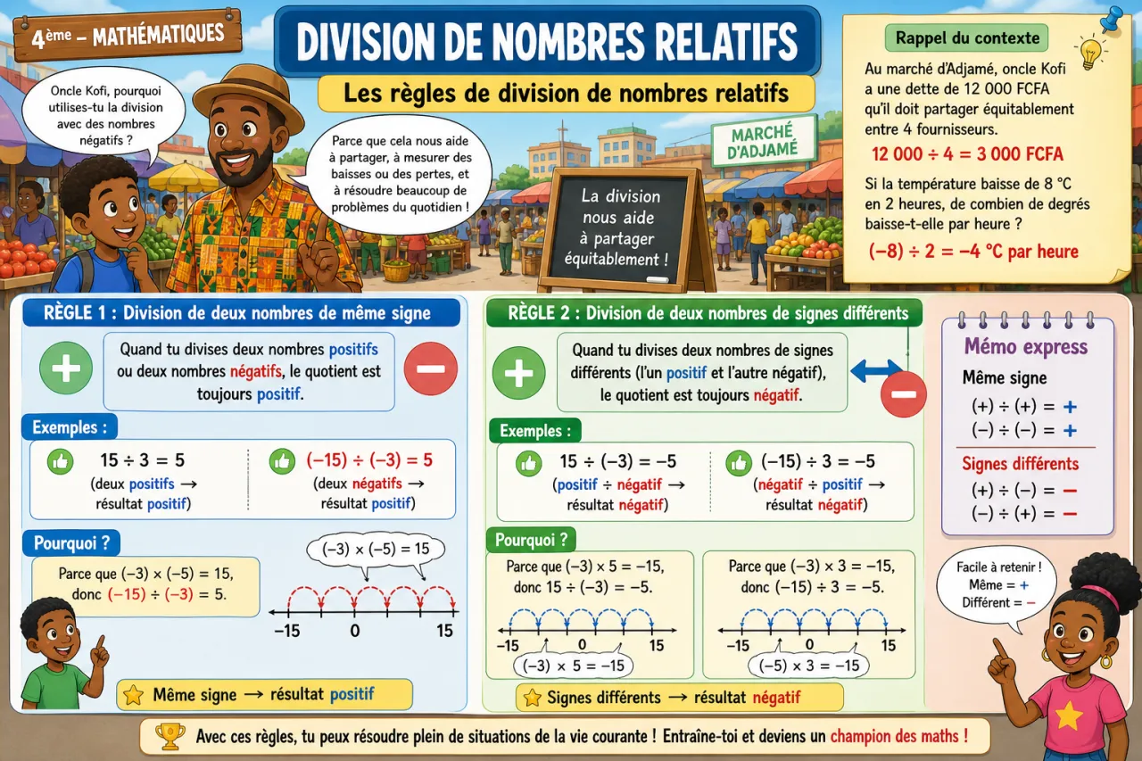 Division de nombres relatifs — illustration