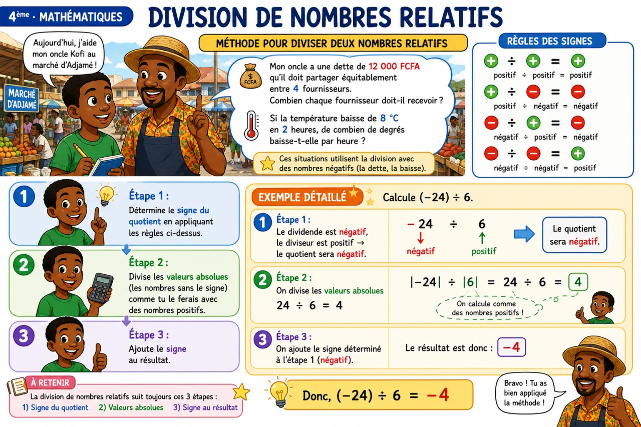Division de nombres relatifs — illustration