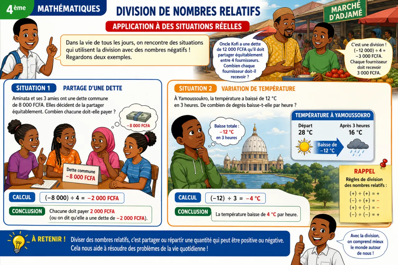 Division de nombres relatifs — illustration