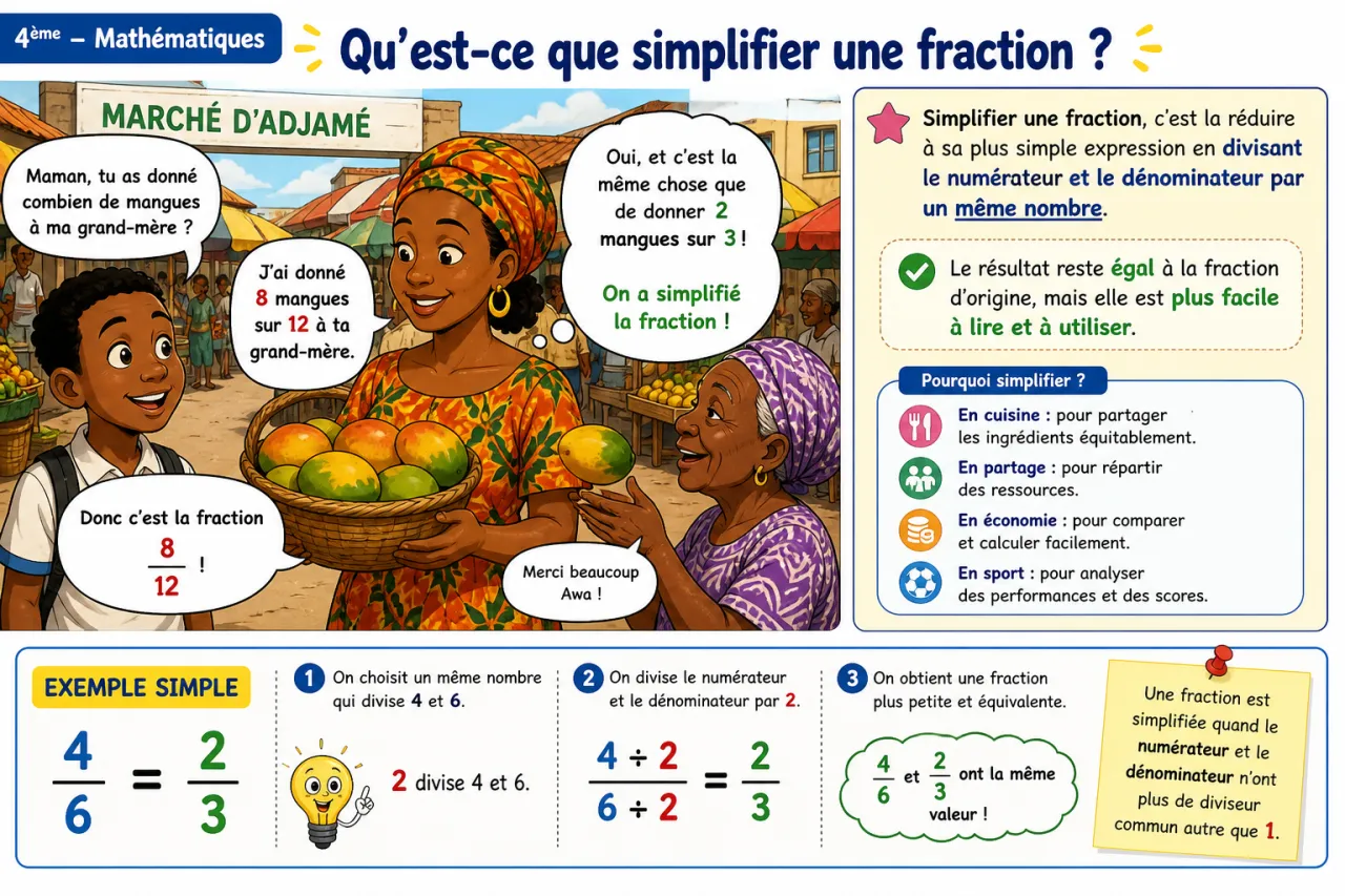Fractions et simplification — illustration