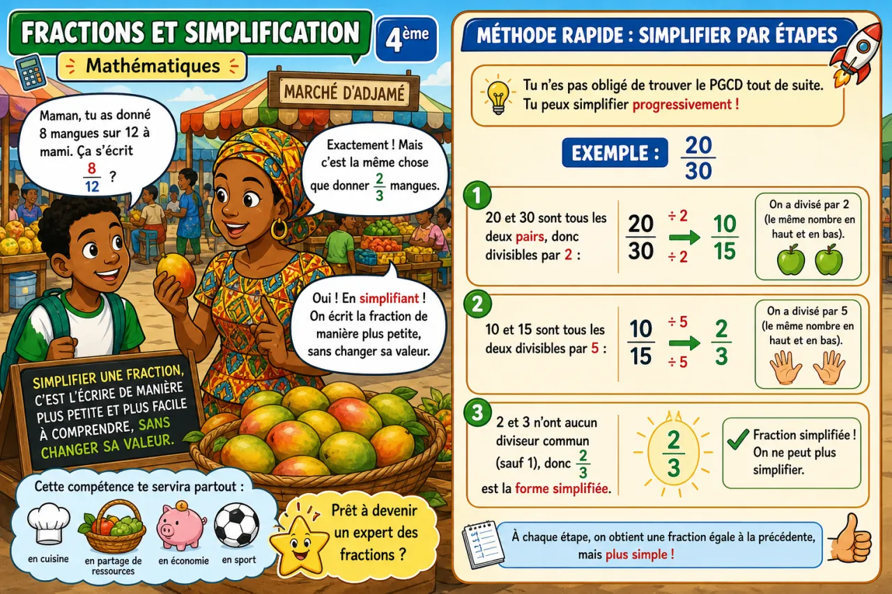 Fractions et simplification — illustration