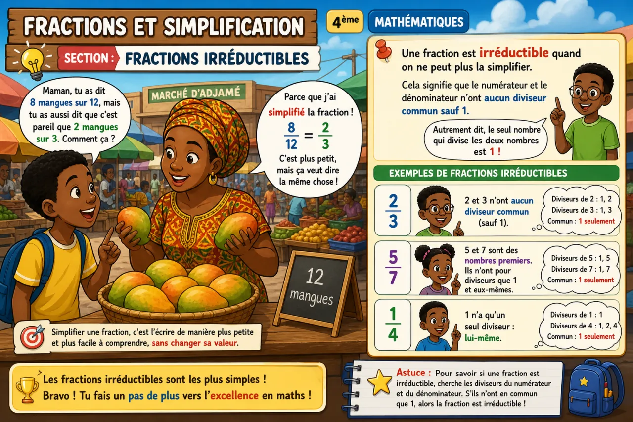 Fractions et simplification — illustration