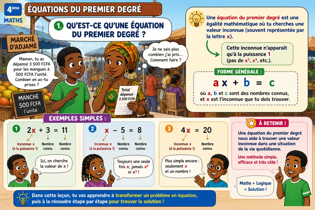 Équations du premier degré — illustration