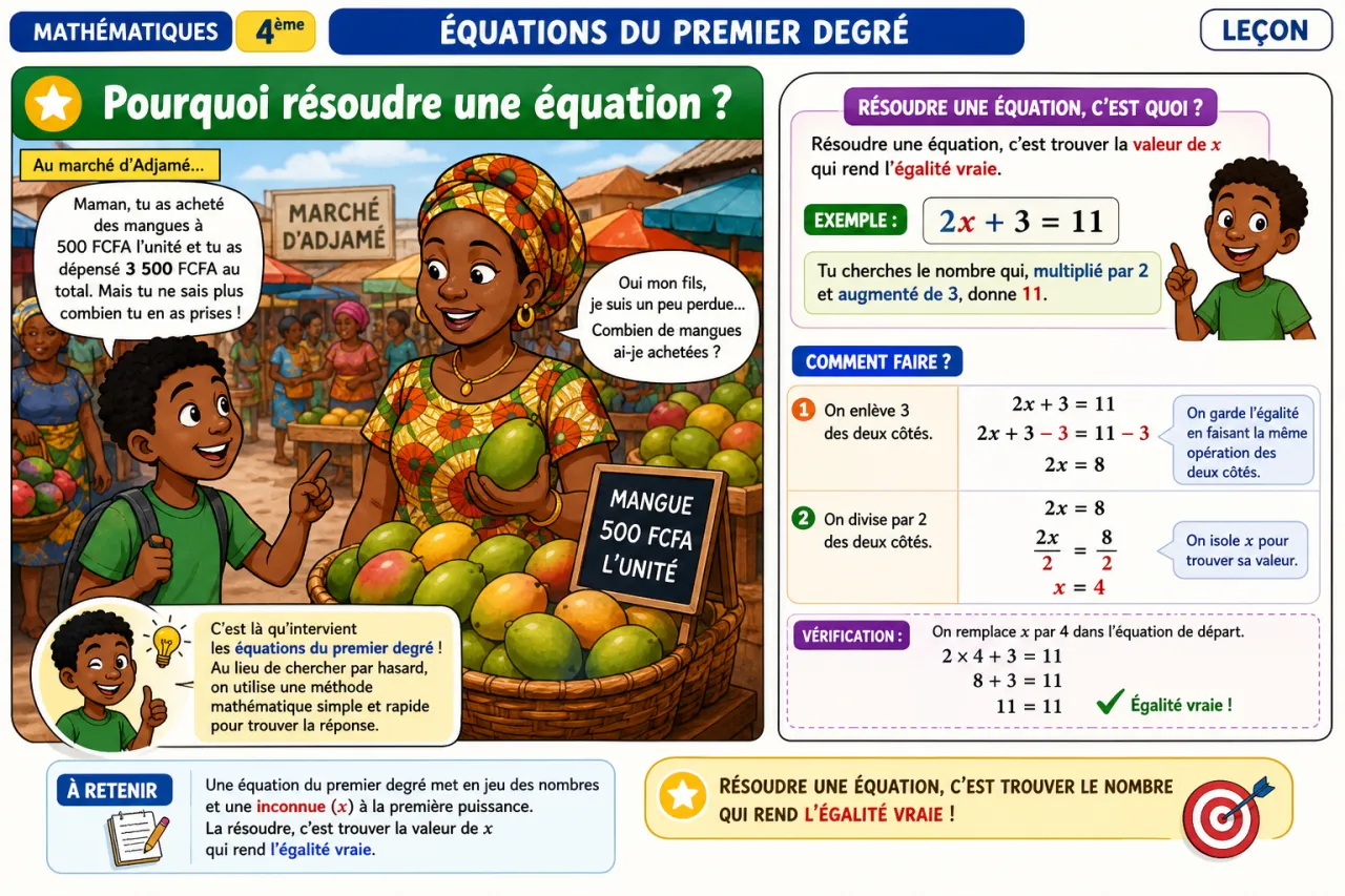 Équations du premier degré — illustration