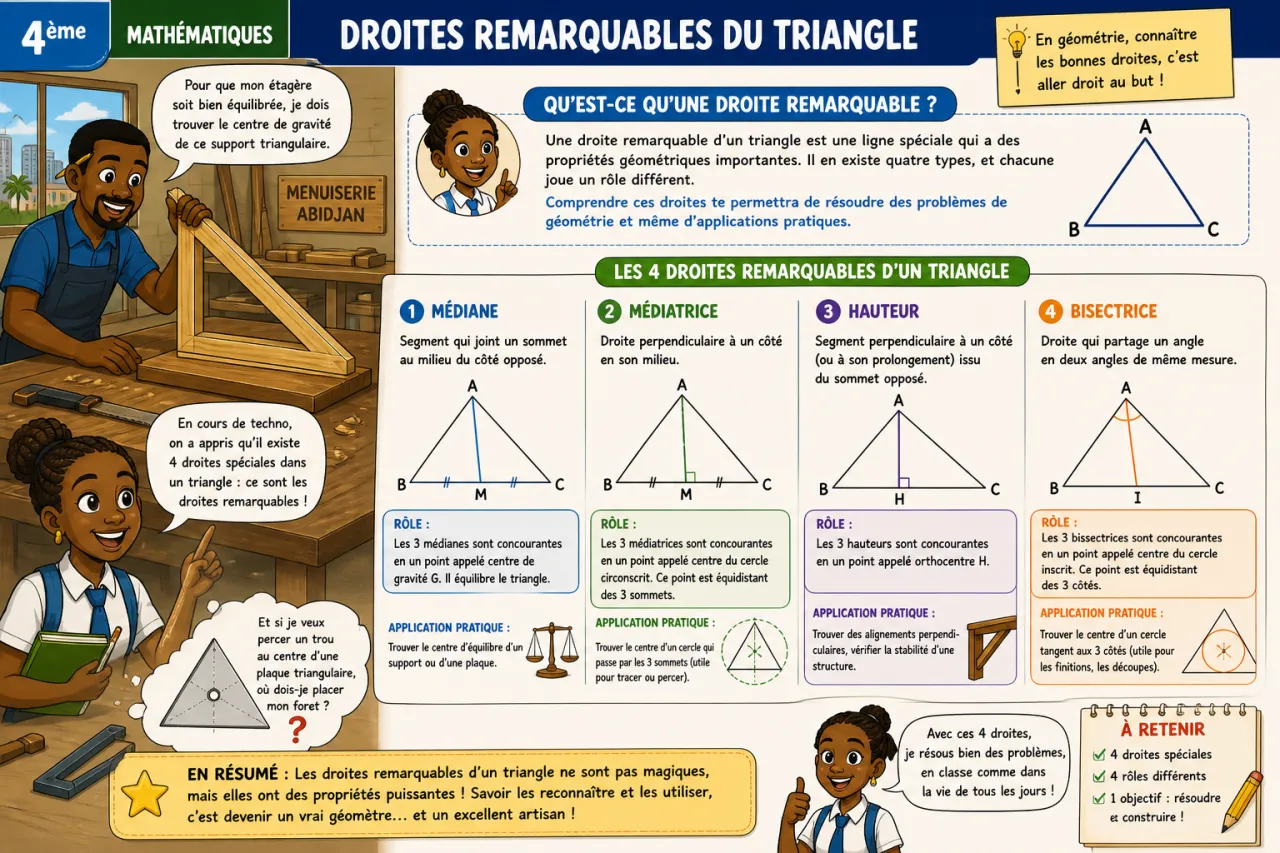 Droites remarquables du triangle — illustration