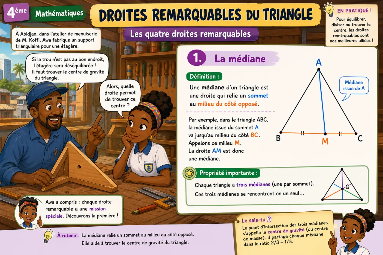 Droites remarquables du triangle — illustration