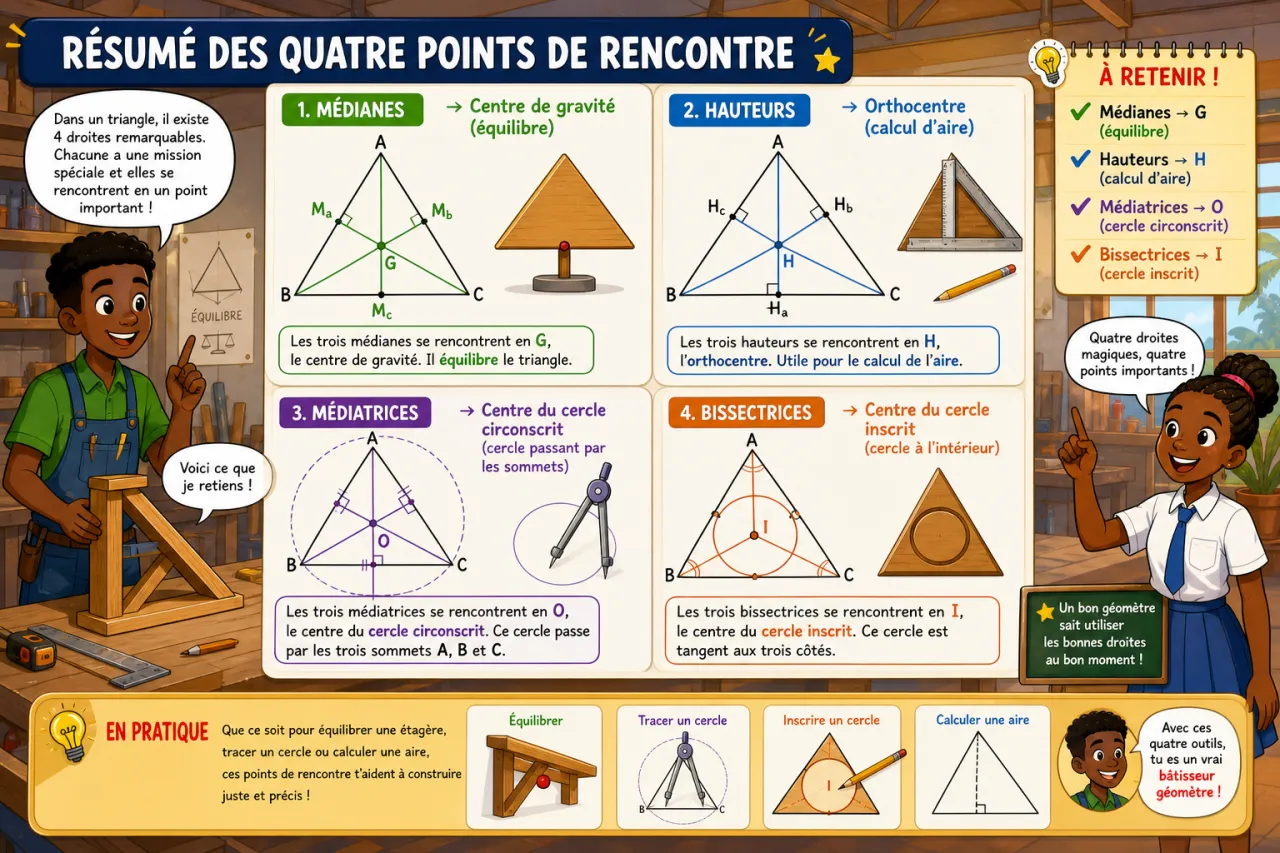 Droites remarquables du triangle — illustration
