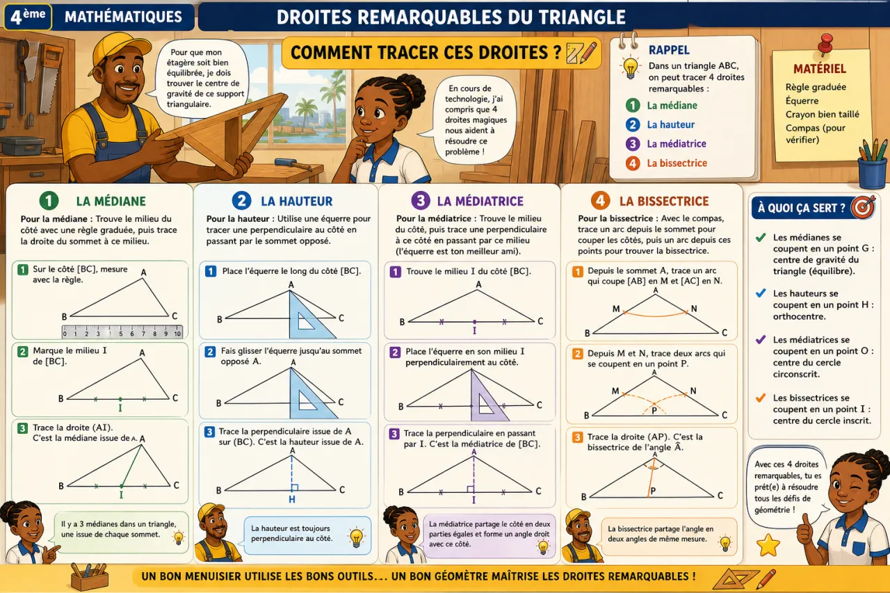 Droites remarquables du triangle — illustration