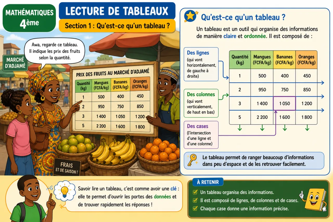 Lecture de tableaux — illustration